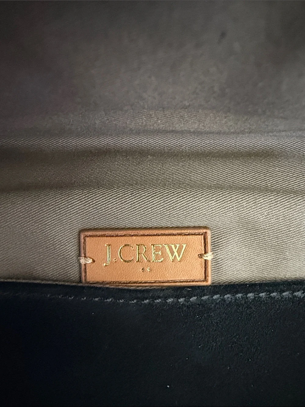 J. Crew Black Suede Envelope Clutch with Brass Chain Strap - Picture 2 of 3